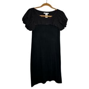 Alice + Olivia Black Silk Cashmere Short Puff Sleeve Mini Dress Size XS